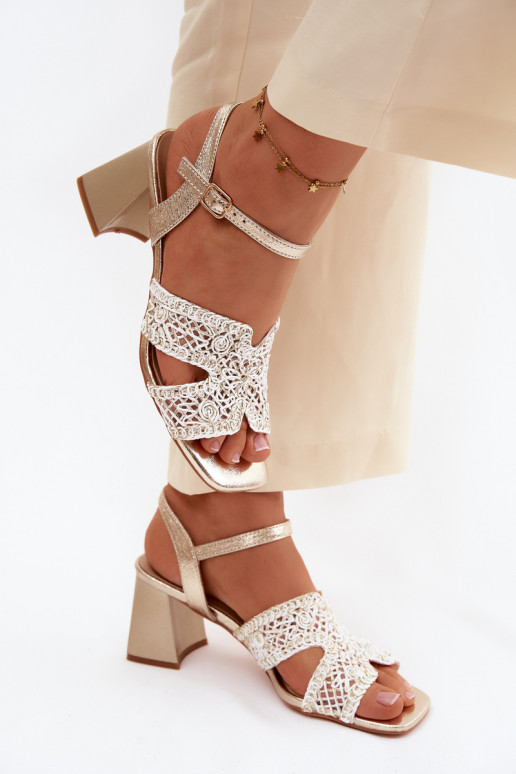 Gouden dames sandalen met hoge hak Vinceza 20282