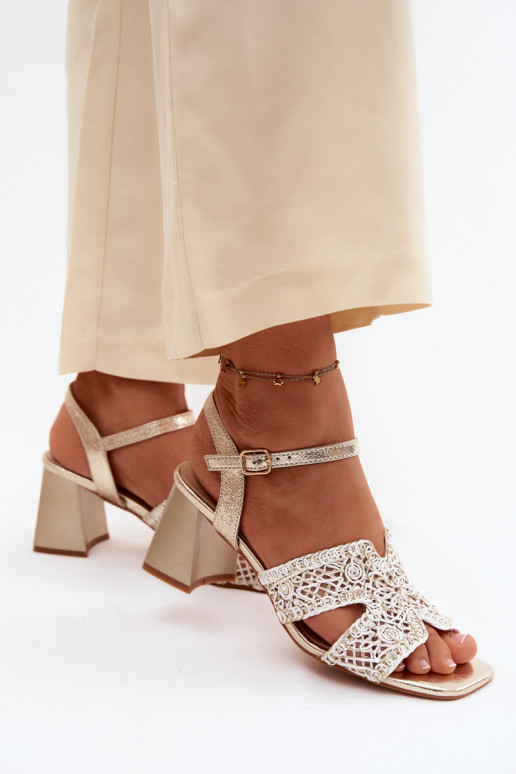 Gouden dames sandalen met hoge hak Vinceza 20282
