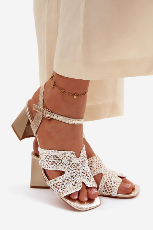 Gouden dames sandalen met hoge hak Vinceza 20282