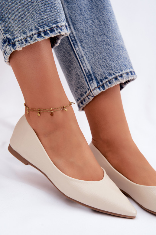 Ballerina's van kunstleer in zandkleur Nelisa