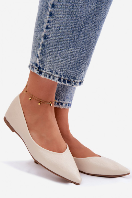 Ballerina's van kunstleer in zandkleur Nelisa