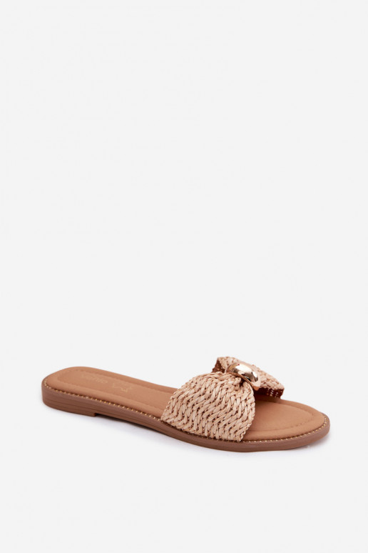 met patronen Damespantoffels Ze gouden kleurm Detalem beige Goldie