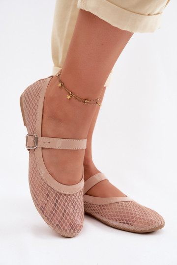 Gaas Ballerinas met riemen beige Gaia