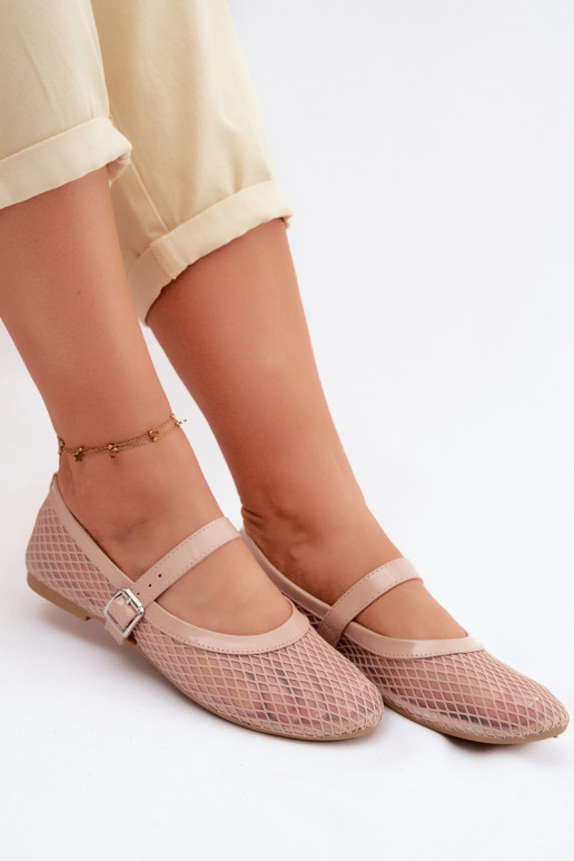 Gaas Ballerinas met riemen beige Gaia