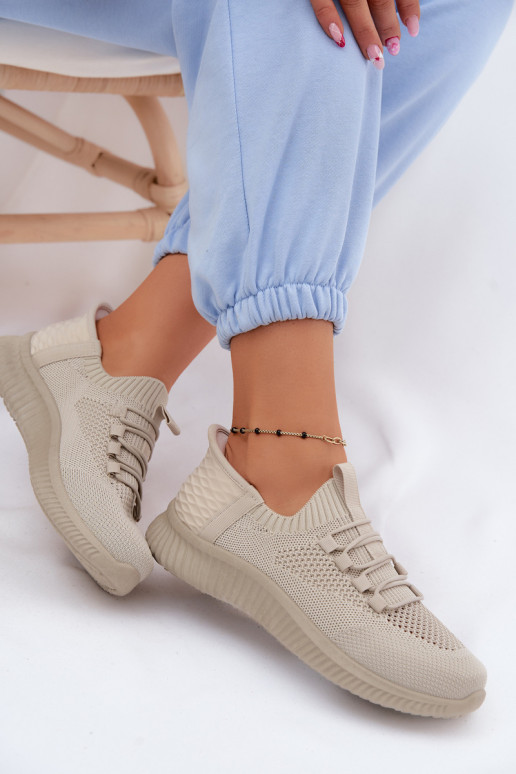 Zandkleurige instapsneakers Olive
