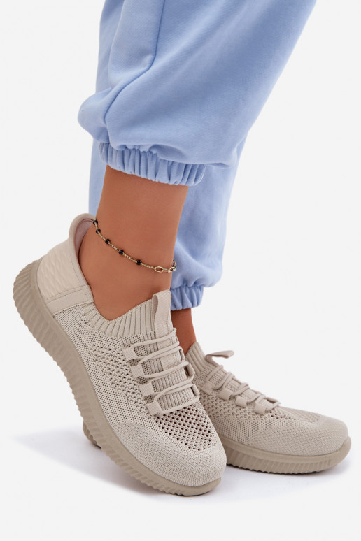 Zandkleurige instapsneakers Olive