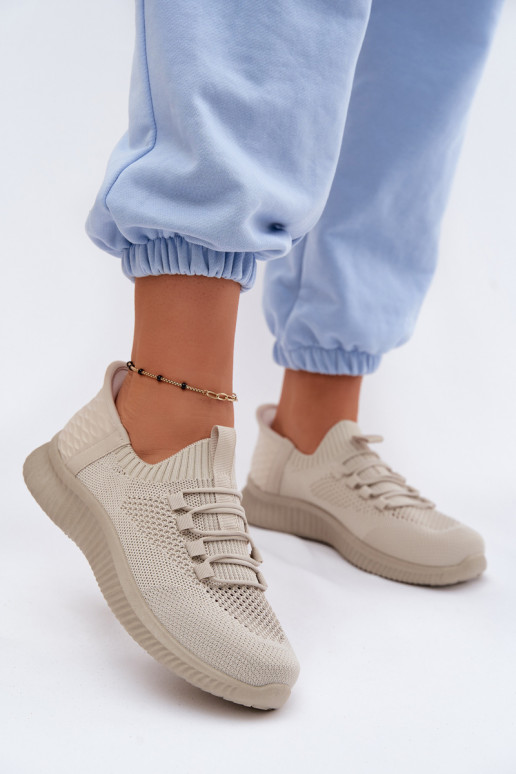 Zandkleurige instapsneakers Olive