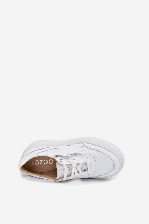 Witte leren sneakers met platform Zazoo N1084