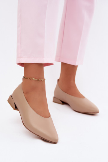 Beige ballerina's met brede hakken Hoshi