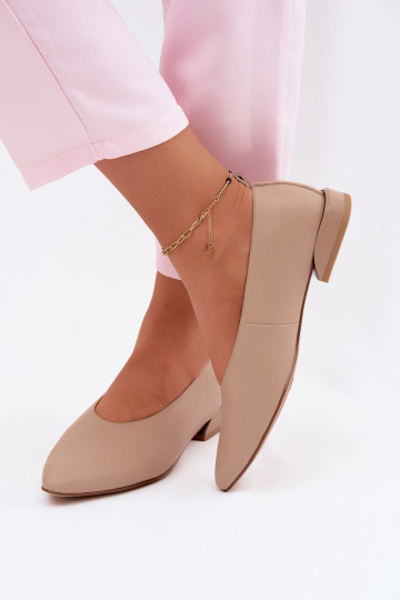 Beige ballerina's met brede hakken Hoshi 2