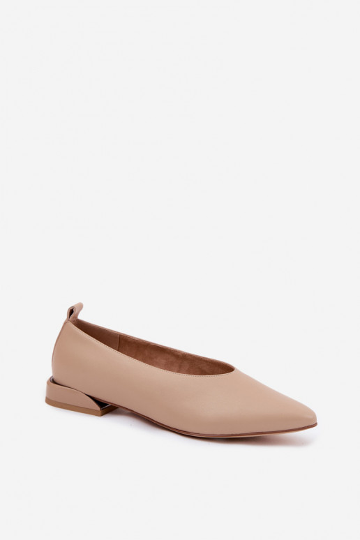 Beige ballerina's met brede hakken Hoshi