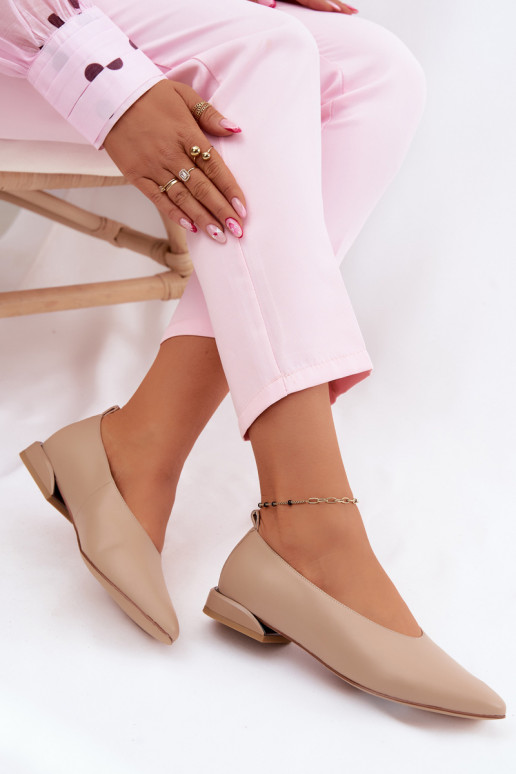 Beige ballerina's met brede hakken Hoshi