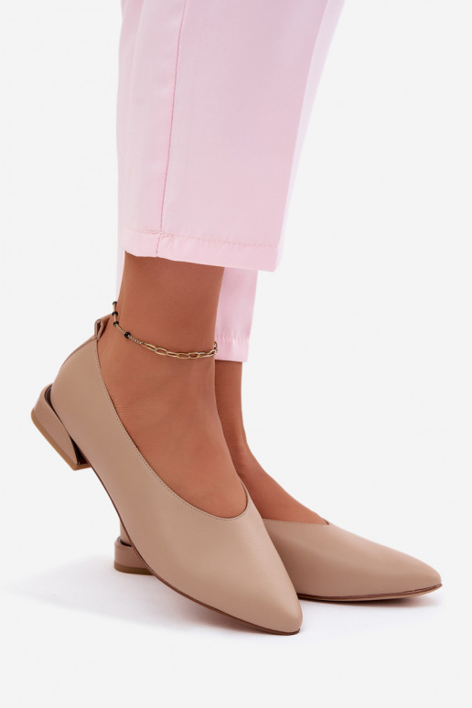 Beige ballerina's met brede hakken Hoshi