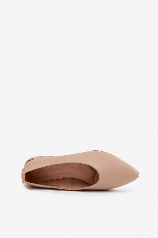 Beige ballerina's met brede hakken Hoshi