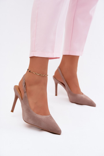 Dames sandalen met dunne hakkenOpturalnego van suèdeu beige Kandy