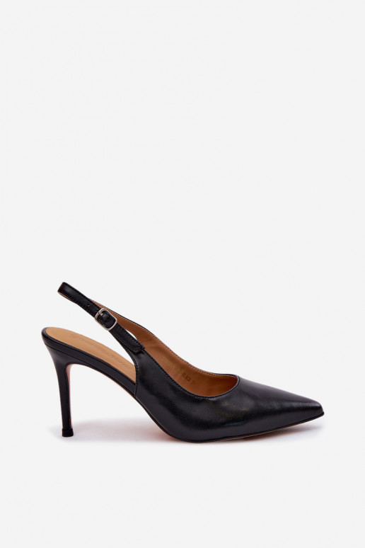 Dames sandalen met dunne hakken in zwarte faux leather Kandy
