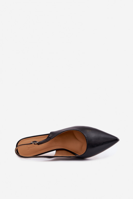 Dames sandalen met dunne hakken in zwarte faux leather Kandy