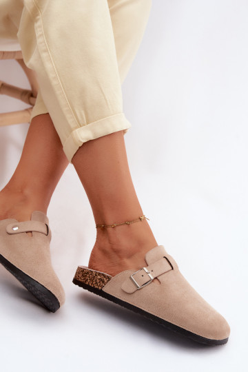 Slippers Klompen Dames met gespen beige Lacey