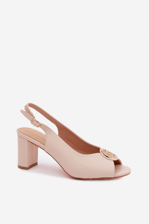 Dames sandalen met hoge hakken en gouden details in zand Lotus