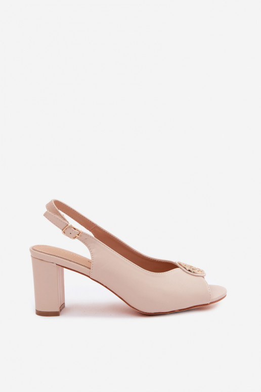 Dames sandalen met hoge hakken en gouden details in zand Lotus