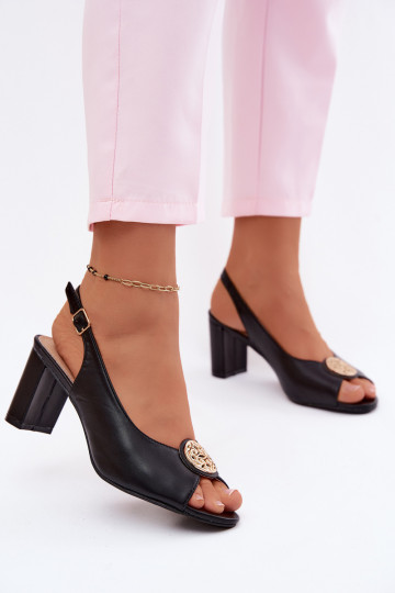 Dames sandalen met hoge hakken en gouden details in zwart Lotus