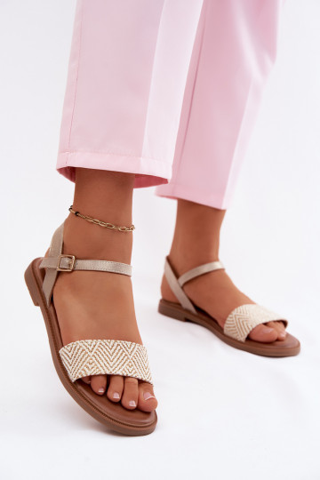 Dames sandalen met brede hakken gouden kleur Lumina 2