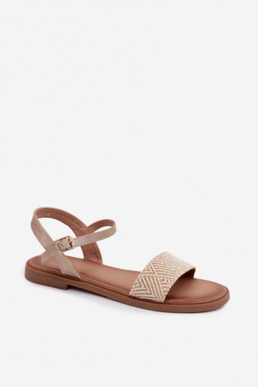 Dames sandalen met brede hakken gouden kleur Lumina