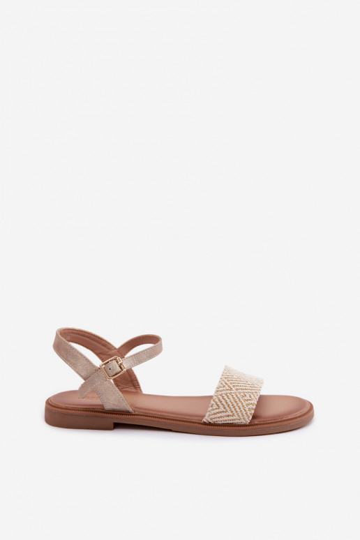 Dames sandalen met brede hakken gouden kleur Lumina