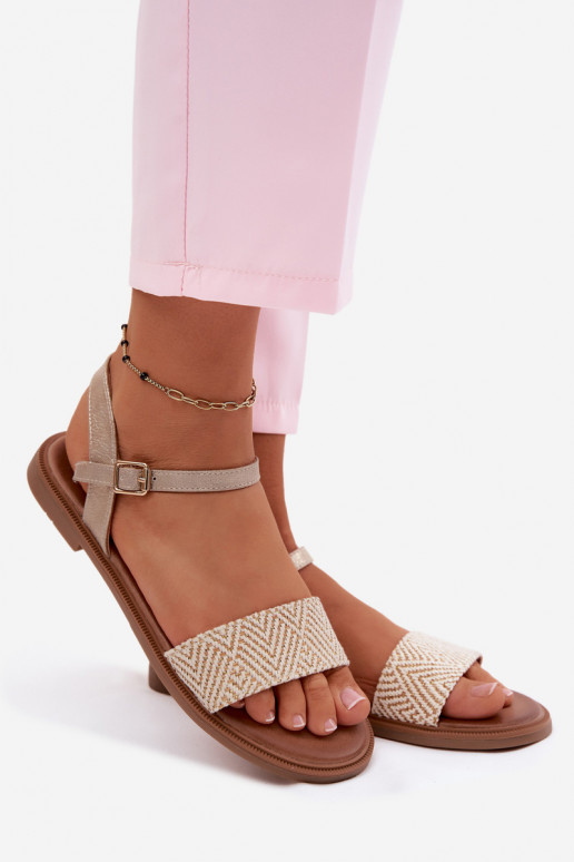 Dames sandalen met brede hakken gouden kleur Lumina