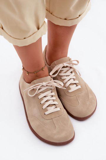 Leer van suède Vrijetijdsschoenen Barefoot Zazoo N1243 beige