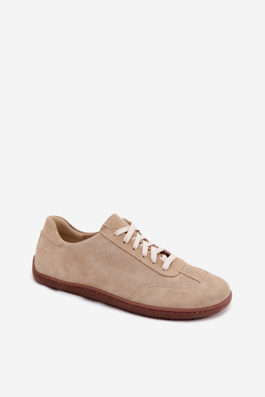 Faux suède casual schoenen Barefoot Zazoo N1243 zandkleurig