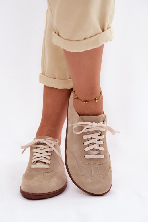 Faux suède casual schoenen Barefoot Zazoo N1243 zandkleurig