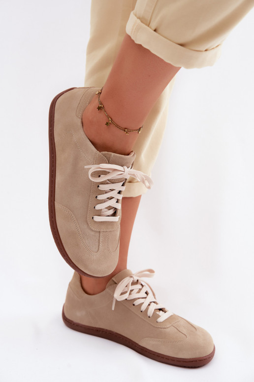 Faux suède casual schoenen Barefoot Zazoo N1243 zandkleurig