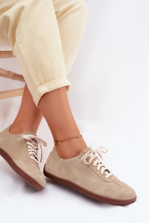 Faux suède casual schoenen Barefoot Zazoo N1243 zandkleurig