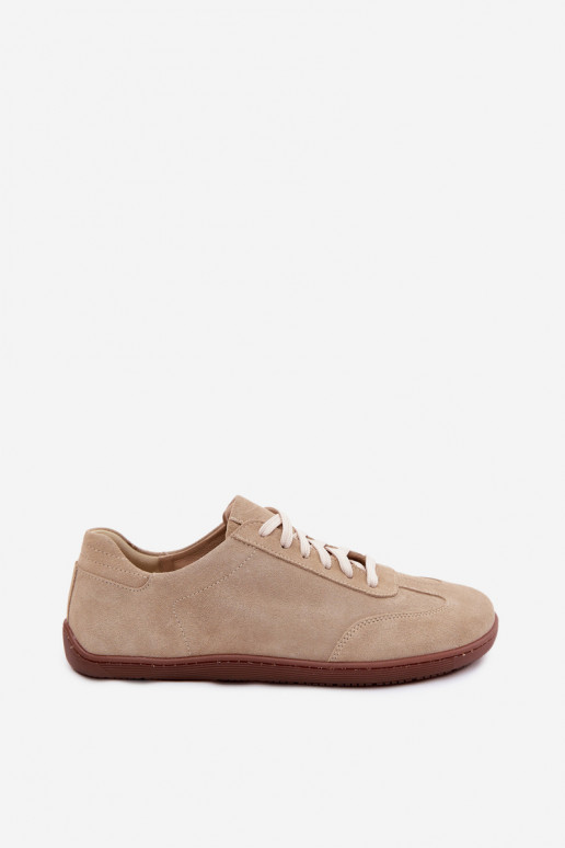 Faux suède casual schoenen Barefoot Zazoo N1243 zandkleurig