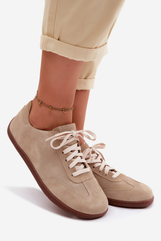 Faux suède casual schoenen Barefoot Zazoo N1243 zandkleurig