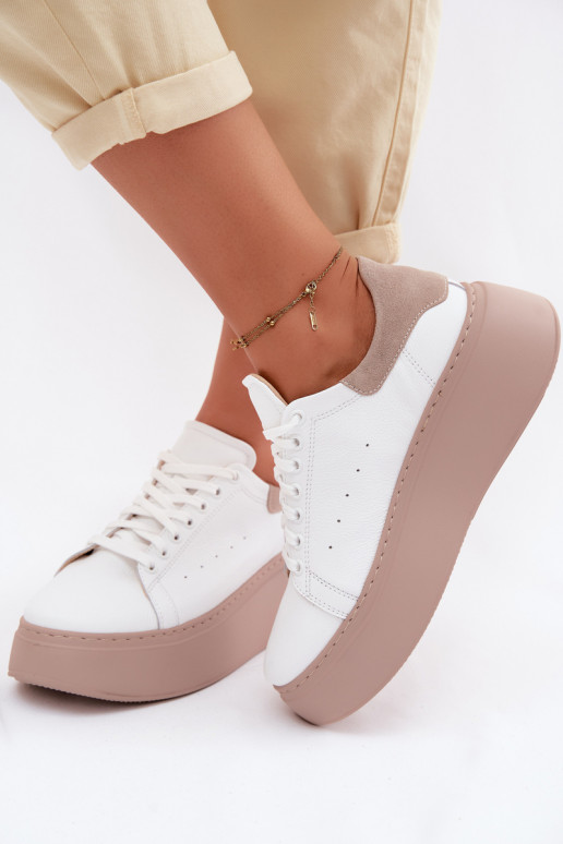Leren sneakers met platform Zazoo N408S2 wit