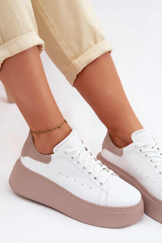 Leren sneakers met platform Zazoo N408S2 wit