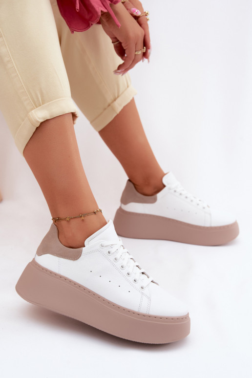 Leren sneakers met platform Zazoo N408S2 wit