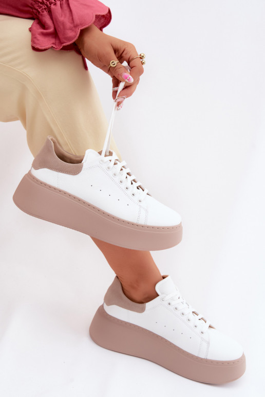 Leren sneakers met platform Zazoo N408S2 wit