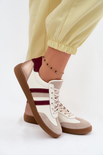 Leren sneakers Zazoo N1234S2 wit-bordeaux