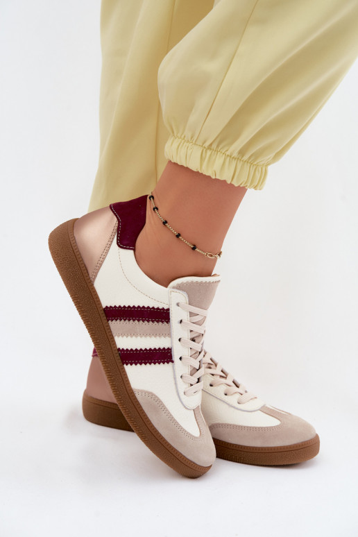 Leren sneakers Zazoo N1234S2 wit-bordeaux