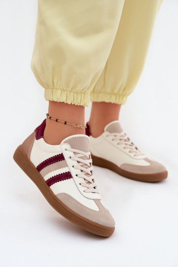 Leren sneakers Zazoo N1234S2 wit-bordeaux 2