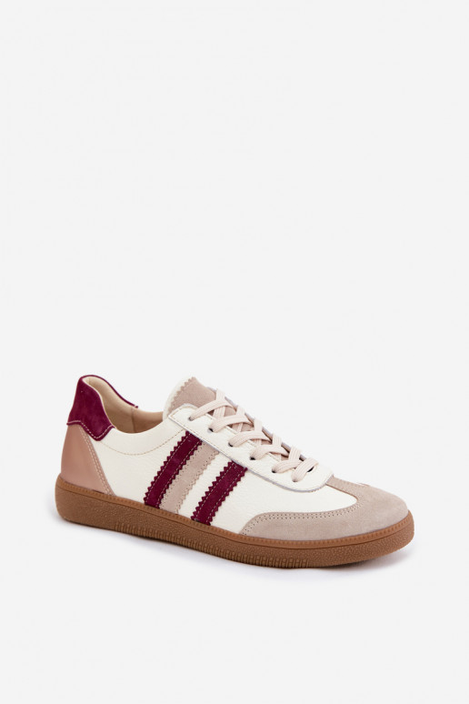 Leren sneakers Zazoo N1234S2 wit-bordeaux