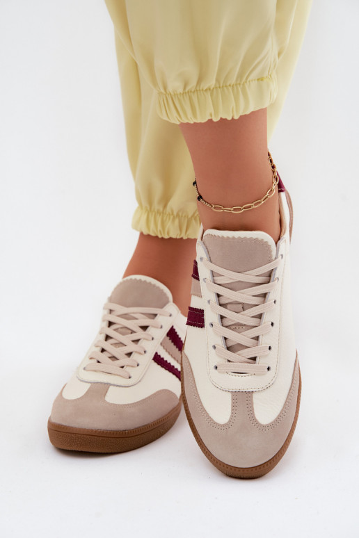 Leren sneakers Zazoo N1234S2 wit-bordeaux