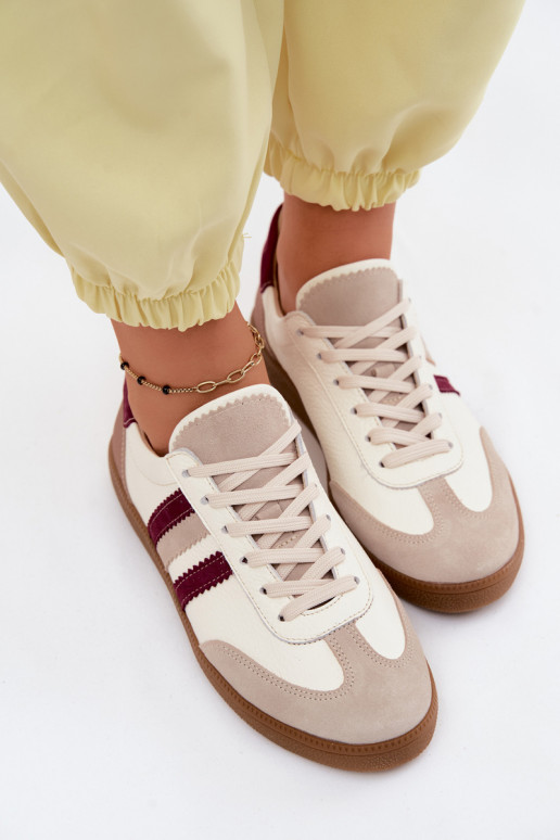 Leren sneakers Zazoo N1234S2 wit-bordeaux