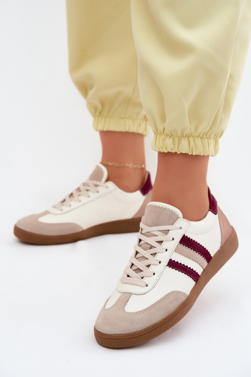 Leren sneakers Zazoo N1234S2 wit-bordeaux