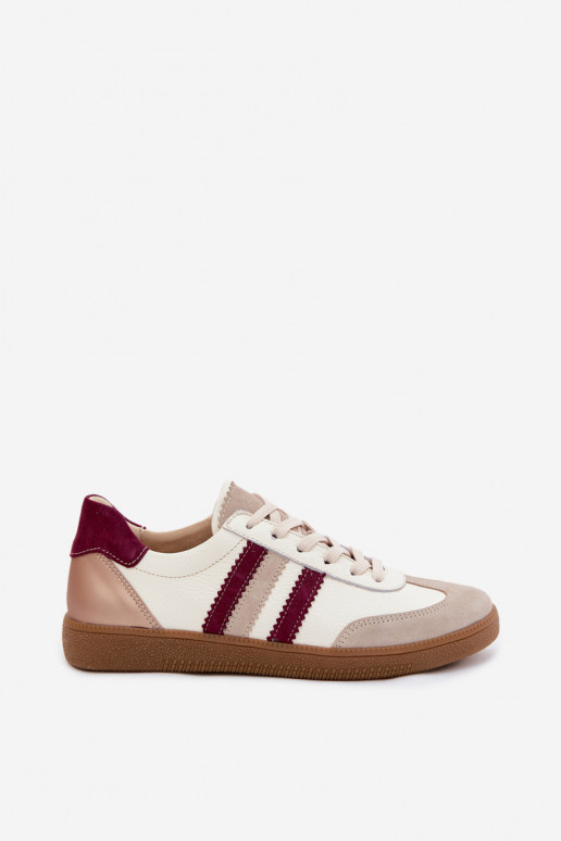 Leren sneakers Zazoo N1234S2 wit-bordeaux