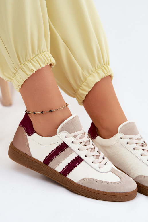 Leren sneakers Zazoo N1234S2 wit-bordeaux
