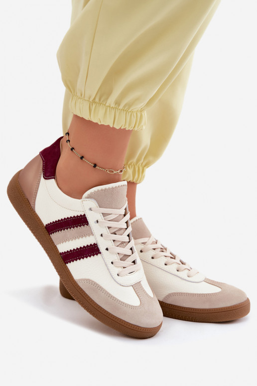 Leren sneakers Zazoo N1234S2 wit-bordeaux